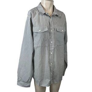 BROTHERS & SONS - MENS XXL - WHITE/GRAY LONG SLEEVE BUTTON UP COTTON BLEND SHIRT